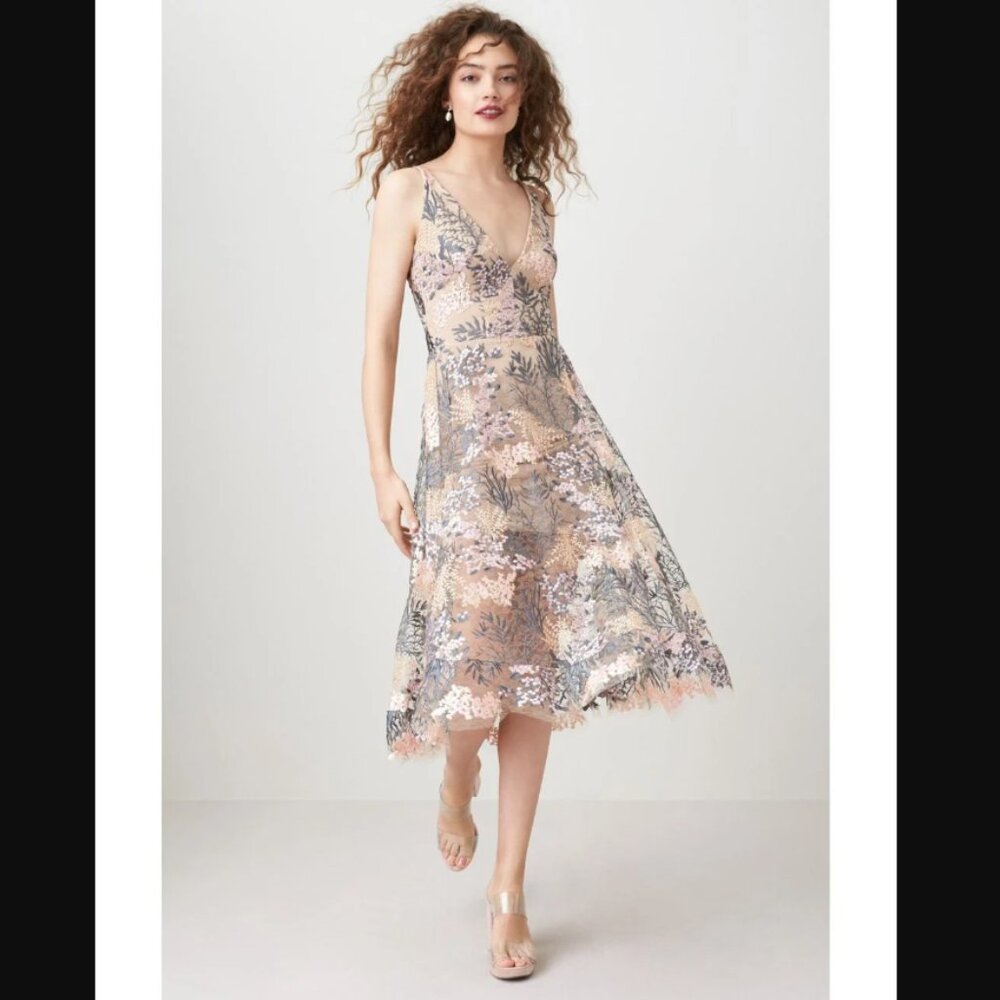 Dress the Population - Embroidered Fit & Flare Dress